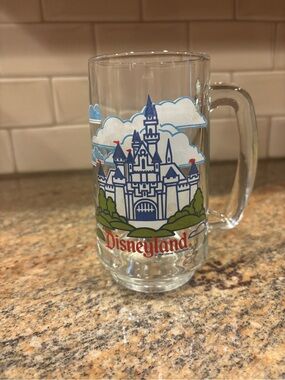 Vtg Disneyland Castle Drinking Glass Stein Mug w/ Handle Walt Disney Productions